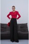 Women's Pleated Back Flap Detailed Palazzo Fabric Trousers - 2