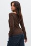 Halter Degaje Look Double Layered Front Long Sleeve Blouse - 5