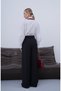 Women's Pleated Back Flap Detailed Palazzo Fabric Trousers - 2