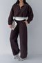Women's Skirt with Ribbed Detail, Zipper Collar, Lined Top - Pants Set - 6