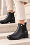 Women's Black Chelsea Boots with Side Elastic and Low Heel - 5