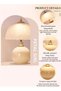 DUNISO Retro Nordic Style Small Table Lamp，Ceramic Bedside Desk Lamp with Pleated Lampshade, Nightst - 3