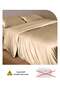 LUNA Home Silky Satin, King Size 6-Piece Bedding Set, Plain Gold Brown Color 220x240cm. - 4