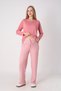 Women's Adjustable Waist Drawstring Maternity & Postpartum Pajama Set Ribbed Home Wear Set - 4