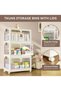 4-Layer Plastic Storage Organizer with Doors and Wheels - Foldable, Stackable, Transparent Display C - 2