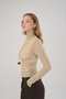 Cleo Long Sleeve Beige Turtleneck Blouse - 2