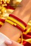 3-Piece Yellow Red Fan Bracelet with Bead Detail, Macrame Knitted Rope Bracelet, Handmade Unisex Adjustable - 5
