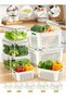 Yoawllty 5Pcs Fridge Food Storage Containers, Removable Draining Colanders with Lid, Fresh‑keeping O