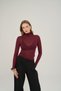 Cleo Long Sleeve Burgundy Turtleneck Blouse - 2