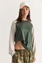 Women's Green-Beige Regular Raglan Sleeve Color Block Long Sleeve Sweatshirt 928 60286777 - 4