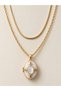 Marlowe Oval Medallion Double Vintage Necklace Set Women's Ecru - 2