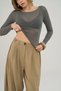 Hola Kayık Yaka Anthracite Basic Blouse - 6