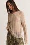 Women's Beige Openwork Loose-Fit Mercerized Premium Knit Blouse Tk261051 60286233 - 2