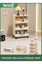 LENND 3-Tier Foldable Rolling Storage Cart, Snack Organizer Cart with 90° Foldable Guardrail, Large