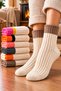 6 Pairs of Women's Winter Derby Knitted Wool Socks, Mixed Color, Thick Look, Pack of 6 - 6