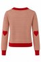 Red Beige Striped Heart Buttoned Cardigan - 5328 - 2