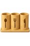 Spoon, Fork and Knife Holder, Natural Bamboo Cutlery Organizer with 3 Compartments, Drainage Holes a