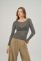 Hola Kayık Yaka Anthracite Basic Blouse - 2