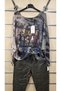 Italian Mercerized Blouse with Mixed Pattern Print