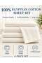 Lavish Touch Bella Russo 500 Thread Count Egyptian Cotton 4-Piece King Sheet Set | Color : IVORY | K - 2