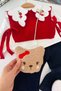 Strawberry Collar Embroidery Detailed Knitted Sweater with Bag Baby Girl Set of 4 - Red - 3