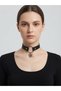 Black Pu Leather Cross Figured Choker Necklace – Gothic Style Women's Necklace with Silver Color Ring Detail Gtk66 - 2