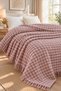 Valeria Cotton Fringed Tv Blanket 180X220Cm 5 Different Colors |   Cotton Blanket |   Powder - 2