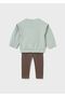 Baby Girl Printed Sweatshirt Leggings Set Brown 2707 - 2