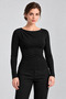Long Sleeve Viscose Blouse with Shoulder Pleat Detail