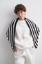 Striped Knitwear Shoulder Shawl Black - 3