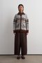 Contrast Patterned Zippered Knitwear Cardigan Brown - 3