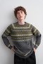 Nordic Patterned Knitwear Sweater Gray - 2