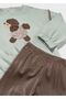 Baby Girl Printed Sweatshirt Leggings Set Brown 2707 - 3