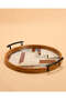 Natural And Gold Round Geometric Serving Tray 38.5x35cm - 3