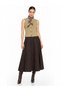 Gray Velvet Patchwork Midi Skirt