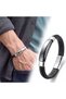 💎   Premium Shiny and Stylish Hematite Steel Natural Stone Leather Steel Men's Bracelet 31832B1D12 - 20 cm