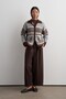 Contrast Patterned Zippered Knitwear Cardigan Brown - 2
