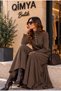 Buketli̇ Women's High-Neck Long-Sleeved Blouse, Pleated Loose Long Skirt, Top and Bottom Two-Piece Set - 2