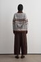 Contrast Patterned Zippered Knitwear Cardigan Brown - 4