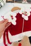 Strawberry Collar Embroidery Detailed Knitted Sweater with Bag Baby Girl Set of 4 - Red - 4