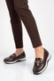 Buckle-Strapped Stylish Lightweight Comfortable Brown Wrinkled Women's Classic Casual Shoes Loafer 062 Z