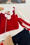 Strawberry Collar Embroidery Detailed Knitted Sweater with Bag Baby Girl Set of 4 - Red - 5