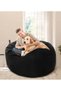 Comfy Black Velvet Large Classic Bean Bag - 2