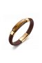 💎   Premium Shiny and Stylish Tiger's Eye Titan Natural Stone Leather Steel Men's Bracelet 31832B1D14 - 20 cm - 5