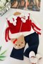 Strawberry Collar Embroidery Detailed Knitted Sweater with Bag Baby Girl Set of 4 - Red - 7