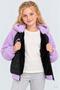 Girl's Quilted Plush Sleeve Hooded College Jacket - 3