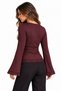 Lace Detailed Double Breasted Collar Tie Long Sleeve Blouse - 4