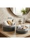 İ22-333 (Gray) (2 Sizes) (Round) (Bamboo Edge) Organizer Basket (Wooden Base & Cloth) (Ça - 2