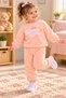 Girl's Plush 2-Piece Set with Bunny Embroidery Sweatshirt and Sweatpants - 2