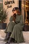 Buketli̇ Women's High-Neck Long-Sleeved Blouse, Pleated Loose Long Skirt, Top and Bottom Two-Piece Set - 2